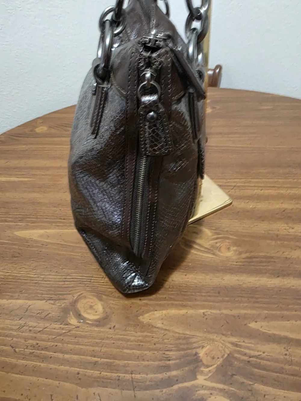 Coach Kristin ,black Python With Gunmetsl Hardware